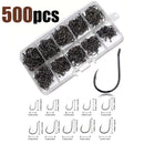 Kit 500 Anzóis Farpados em Aço Alto Carbono – Tamanhos 3# ao 12# Alta Resistência