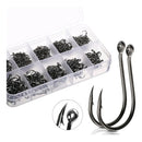 Kit 500 Anzóis Farpados em Aço Alto Carbono – Tamanhos 3# ao 12# Alta Resistência